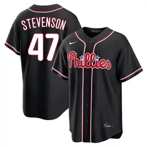 Cal Stevenson Philadelphia Phillies Youth Replica Fashion Out Jersey - Black
