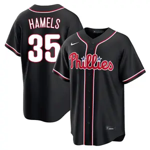Cole Hamels Philadelphia Phillies Youth Replica Fashion Out Jersey - Black