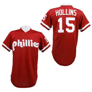 Dave Hollins Philadelphia Phillies Authentic 1991 Throwback Mitchell and Ness Jersey - Red