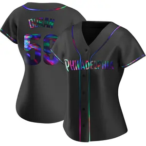 Jhoan Duran Philadelphia Phillies Women's Replica Alternate Jersey - Black Holographic