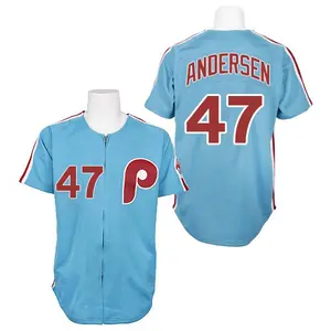 Larry Andersen Philadelphia Phillies Authentic 1984 Throwback Mitchell and Ness Jersey - Blue