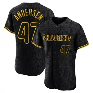 Larry Andersen Philadelphia Phillies Authentic Snake Skin City Jersey - Black