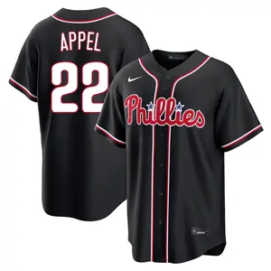 Mark Appel Philadelphia Phillies Youth Replica Fashion Out Jersey - Black