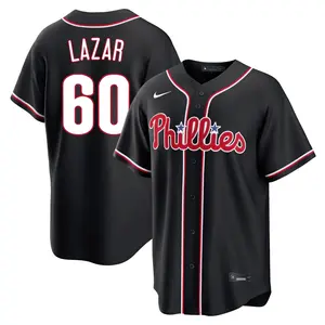 Max Lazar Philadelphia Phillies Replica Fashion Out Jersey - Black