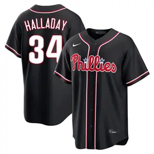 Roy Halladay Philadelphia Phillies Youth Replica Fashion Out Jersey - Black