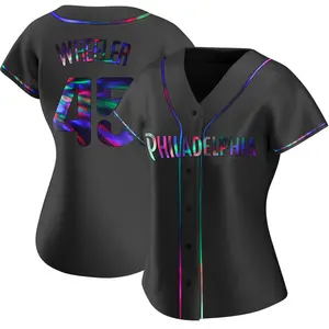 Zack Wheeler Philadelphia Phillies Women's Replica Alternate Jersey - Black Holographic